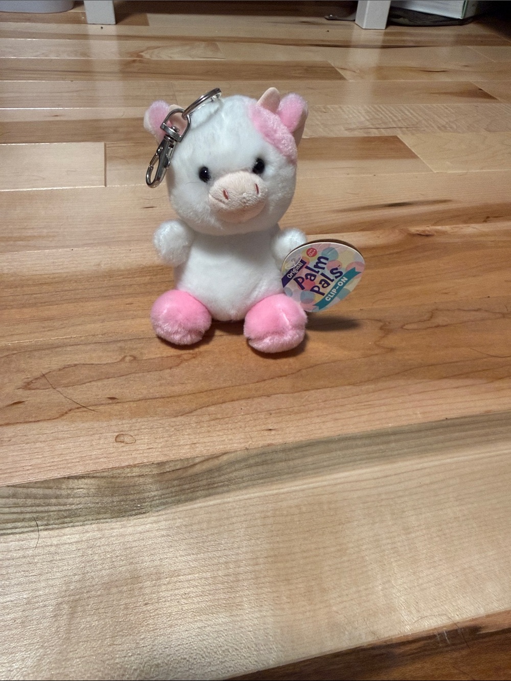 Plush Unicorn Keychain - White and Pink